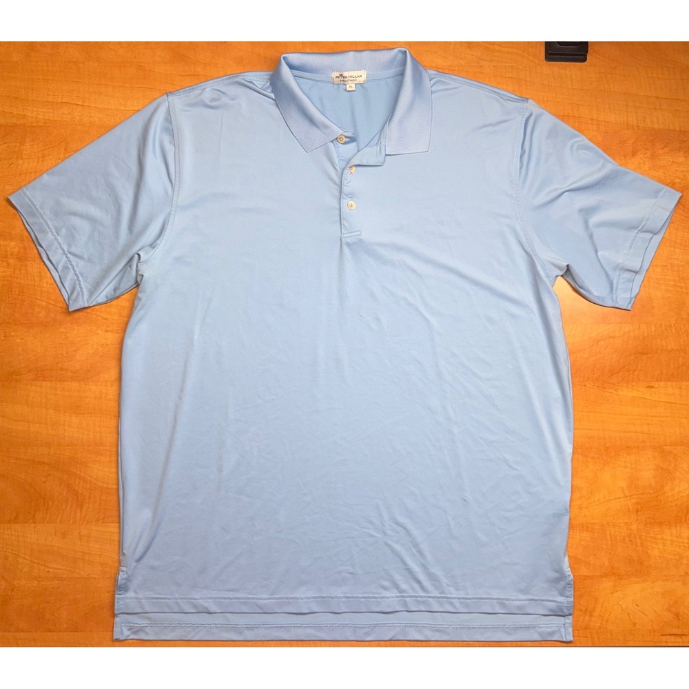 Peter Millar Summer Comfort Polo Shirt Mens XL Light Blue Performance Golf XL